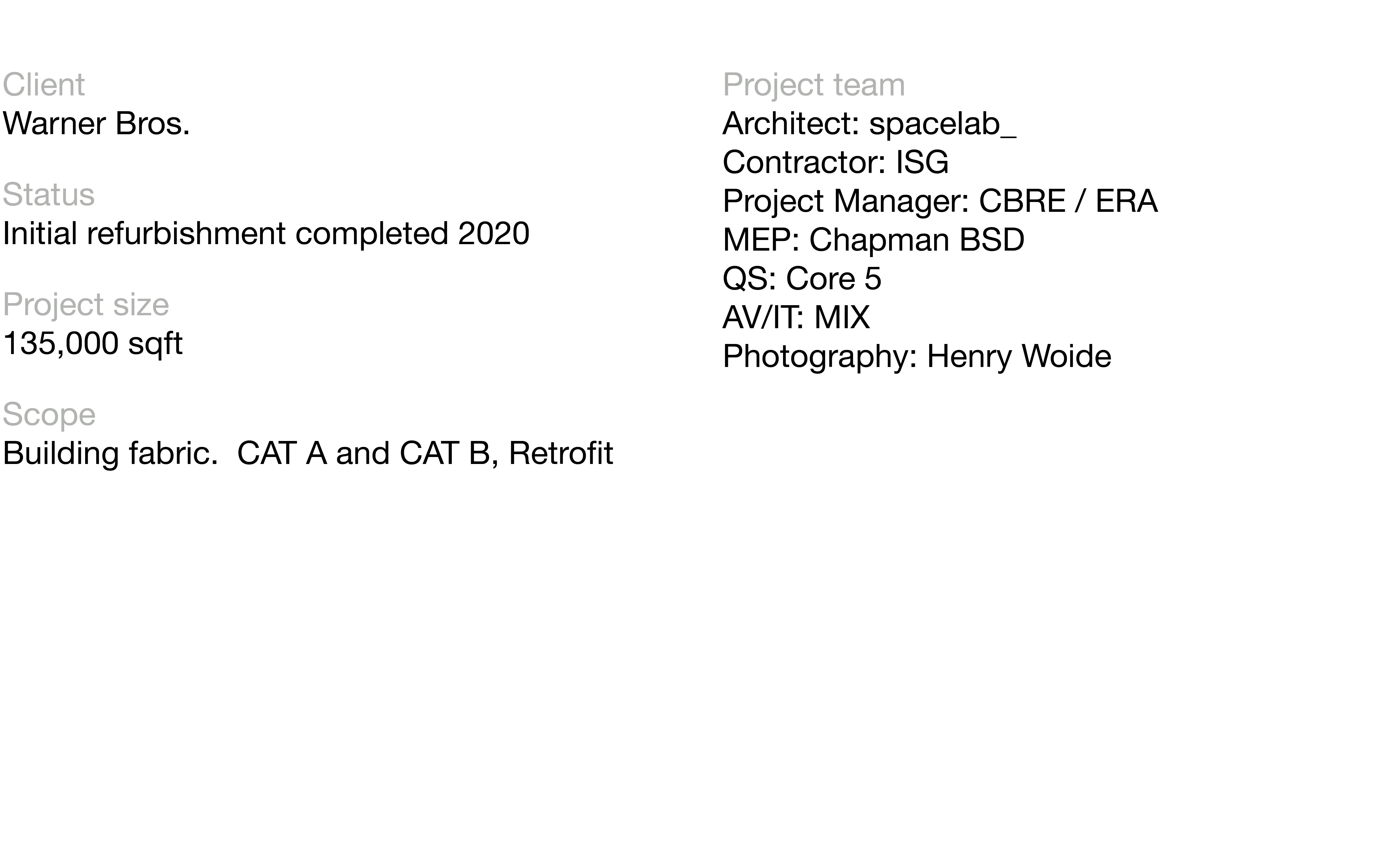 Project Metrics Warner Bros